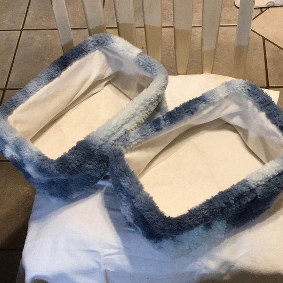 Set of 2 UGG Fuzzy Blue Tied Dye Baskets. Size. 12 1/2” x 8” x 5” - Picture 1 of 3